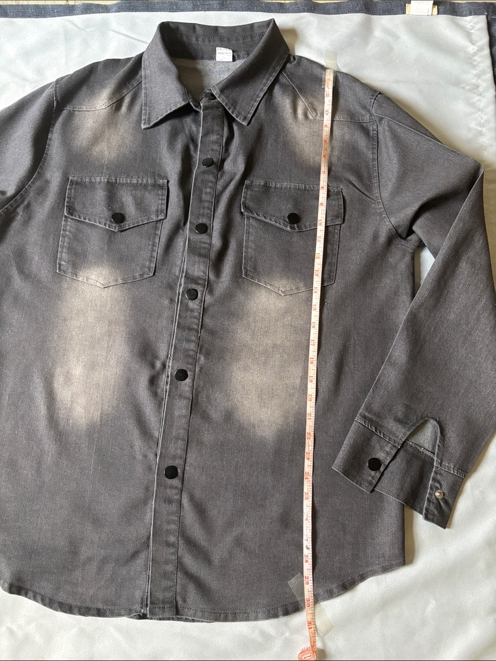 Washed Black Denim Button-Up Shirt NWOT - Picture 4 of 10